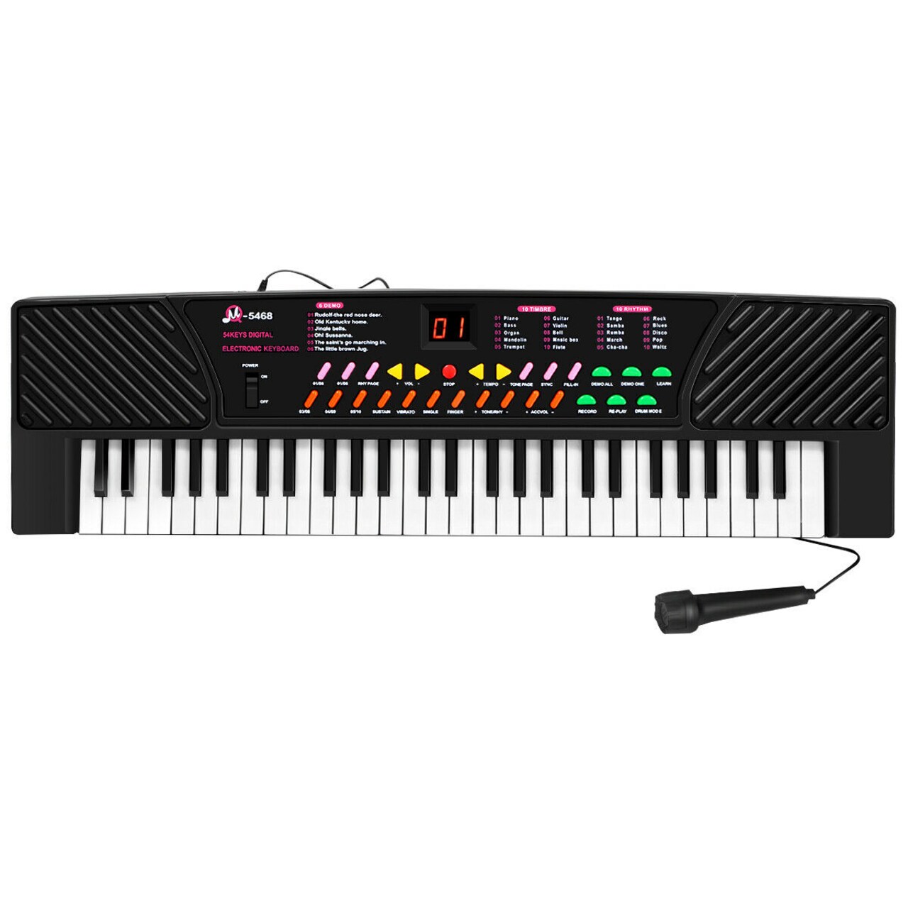 Costway 54 Keys Music Electronic Keyboard Kid Electric Piano Organ W/Mic & Adapter